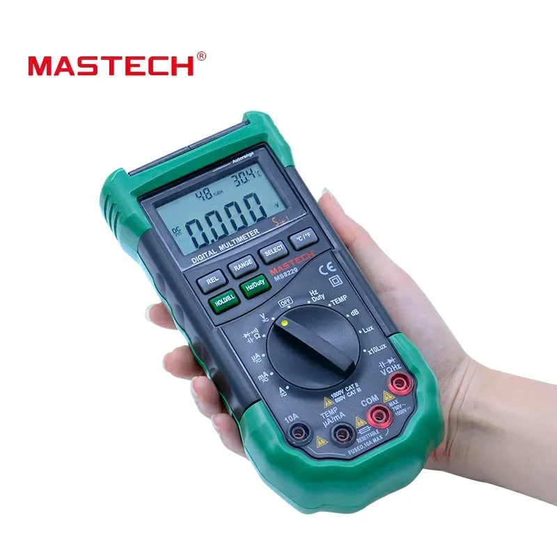 MASTECH MS8229 Digital Multimeter Professional Auto Range Temperature Humidity Tester Meter Capacitor With NCV Backlight