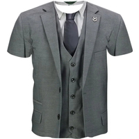 2024 Summer New Men's Business Fake Suit Graphic 3D Print T-shirt Streetwear Fashion Men Women Short Sleeve Tees Tops Clothing