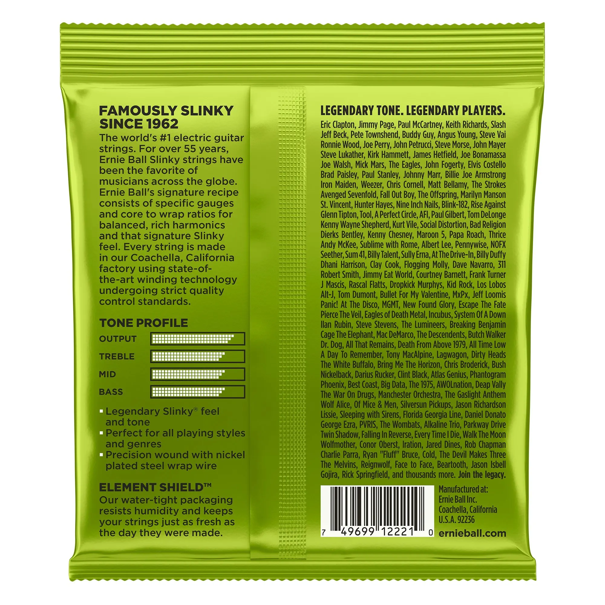 Ernie Ball-Juego de cuerdas para guitarra eléctrica, accesorio para guitarra de Heavy Metal Rock 2220, 2221, 2222, 2223, 2225, 2003, 2004, 2006, 3