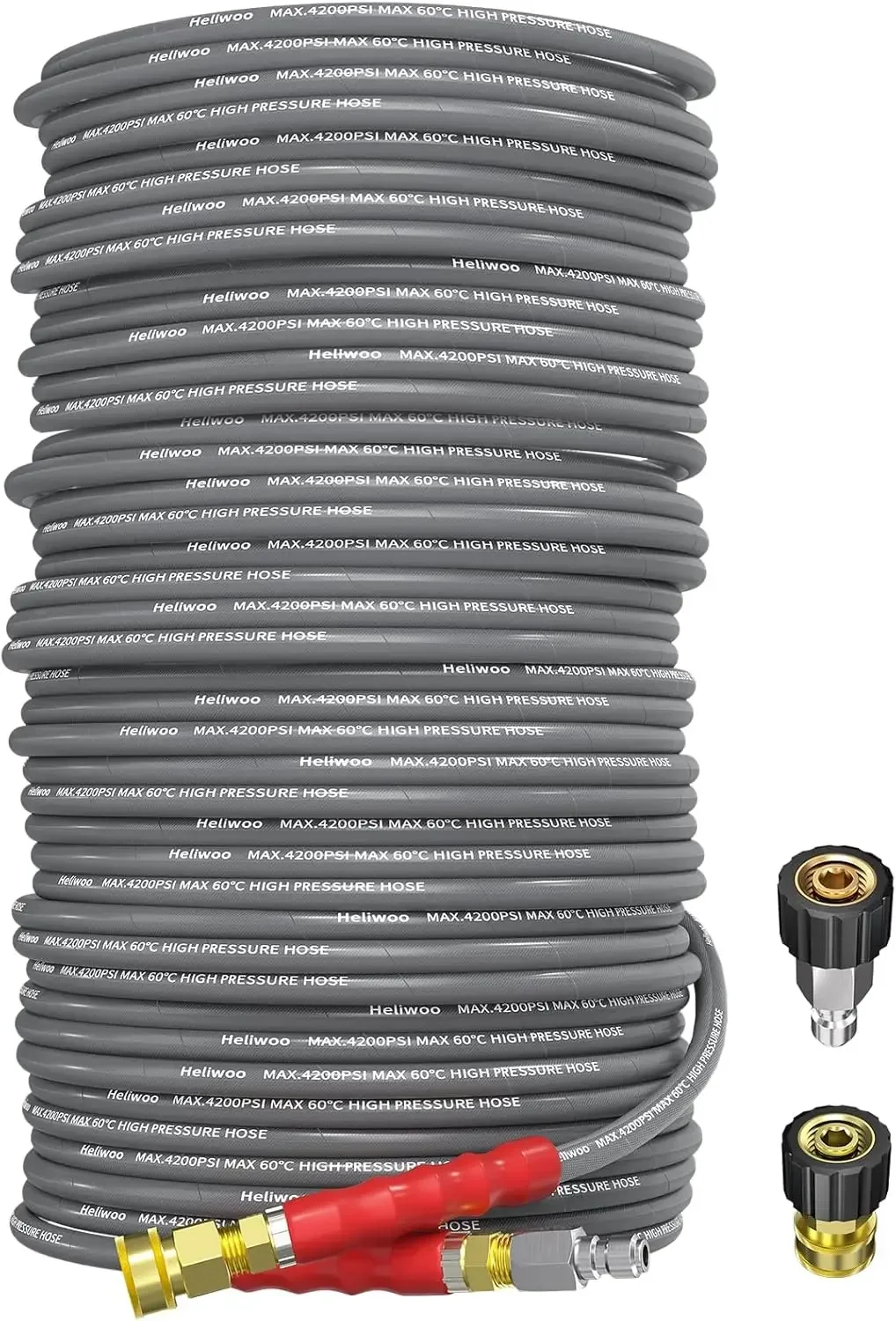 Washer Hose 150ft, 4200PSI 1/4 Inch Kink Resistant Power Washer Extension Hose, Flexible Heavy Duty Replacement Hose, Compatible