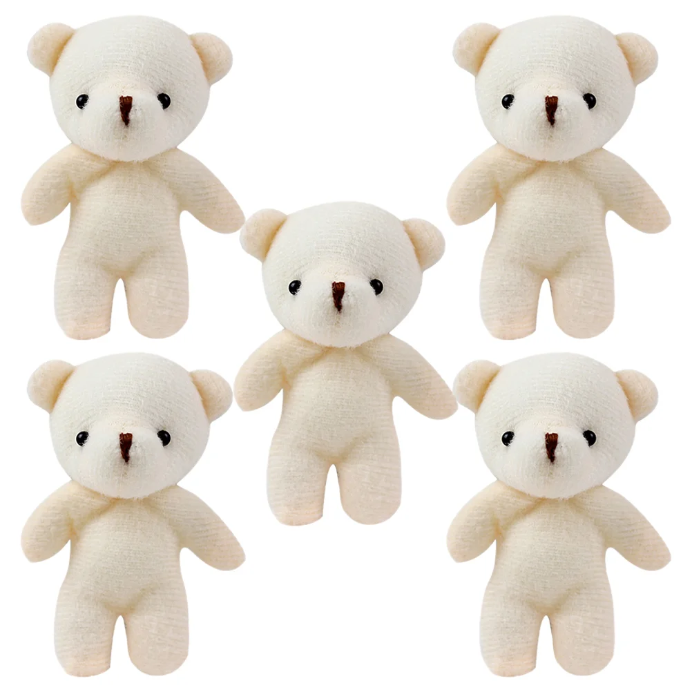 5 Pcs Soft Bear Mini Toys for Girls Decorative Beige Cloth Multi-function Pendant Child Plush Figure