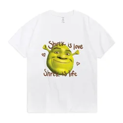 Shrek Is Love Shrek Is Life Print T Shirt mężczyźni kobiety letnie bawełniane wygodny T-shirt modne koszulki z krótkim rękawem