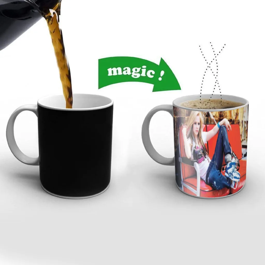 

Star Singer Avril Lavigne Free shipping Mug Changing Color Ceramic Coffee Mugs Magic Tea Cup Best Gift For Your Friends