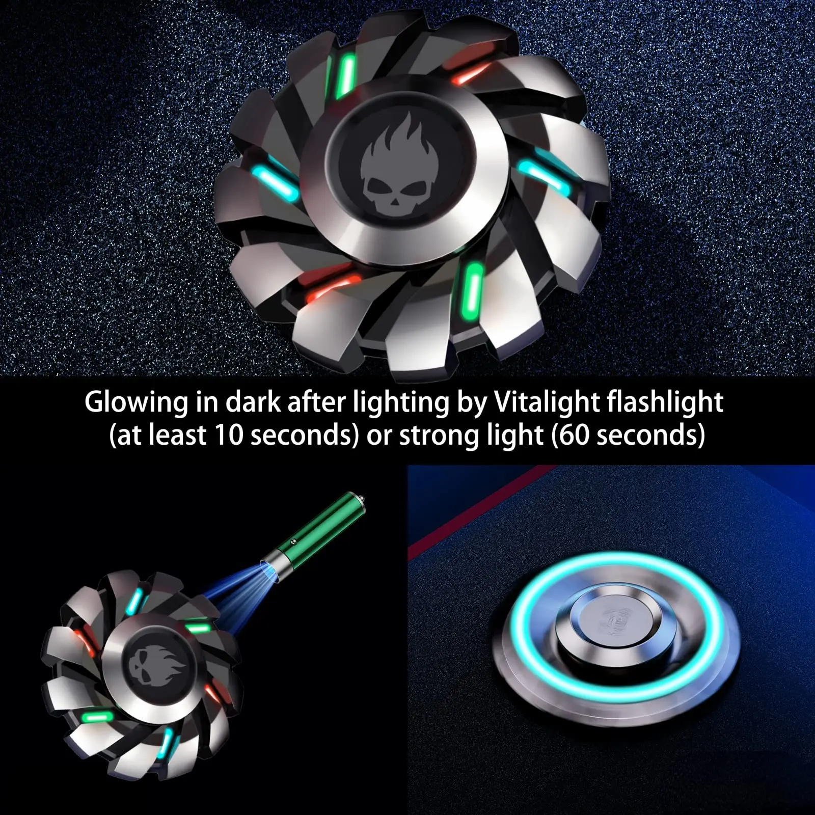 YIJOO Lichtgevende Vingertop Tol EDC Zintuiglijke Speelgoed Metalen Mute Fidget Spinner Regenboog Licht Fidget Speelgoed