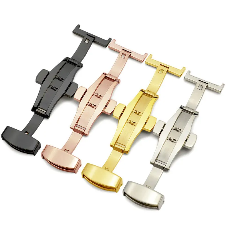 Watch Band Buckles 10mm 12mm14mm 16mm 18mm 20mm 22mm Stainless Steel Butterfly Buckle Accessories matel Folding Clasp Replacemen