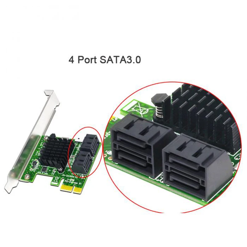 SATA Card Riser New 4-port PCI-Express Expansion Card 6Gb PCI-E to SATA 3.0 Card Adapter for SSD IPFS BTC Miner Coin Chia Mining