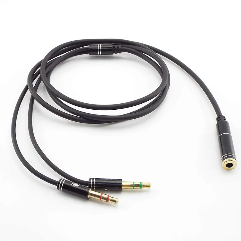 3,5-mm-Klinkenstecker-Mikrofon-Headset-Audio-Splitter, Aux-Verlängerungskabel, Buchse auf 2 Stecker, Kopfhörer-Audio-Konverter für Telefon und Computer.