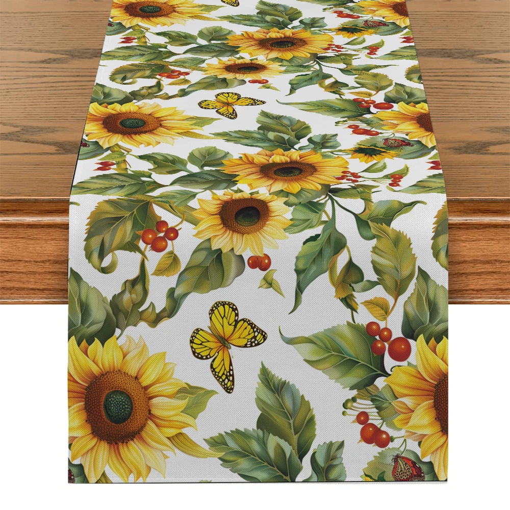 

Yellow Table Runners for Dining Table Accessories Sunflower Decoration & Runner Decor Party Elegant Dinning Decorations Parties