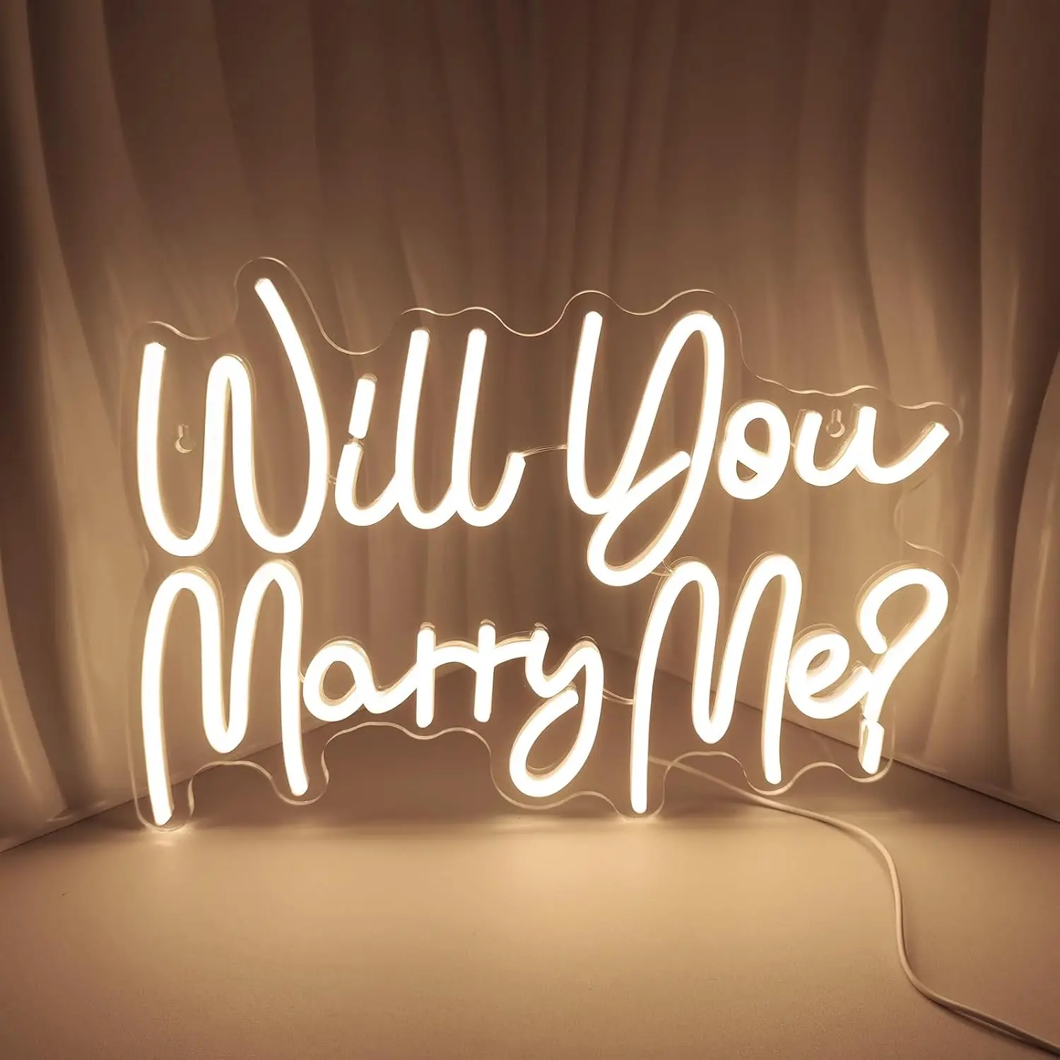 

Will You Marry Me Neon Signs for Wall Decor Warm White Letter for Room Decor for Birthday Party Wedding Decoration USB Powered