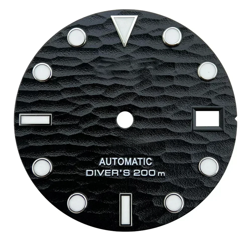 28.5mm S 3D Wave Dial NH35 voor NH35 NH36 Automatisch uurwerk Groene lichtgevende horlogemodificatie Accessoires Aangepast logo