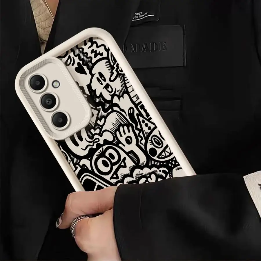 Phone Case for Samsung Galaxy A16 A34 A12 A14 A32 A23 A26 A56 A15 A51 A73 A53 A54 Soft Cover Shell Super Cool Black Graffiti - náhled 5