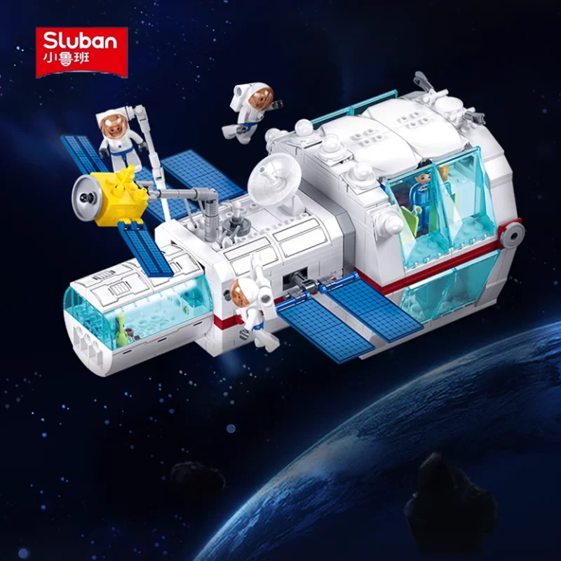 SLUBAN Space Rocket Series Handmade Building Blocks Space Station Creative Split Design Desktop Ornament Toys Kids Birthday Gift