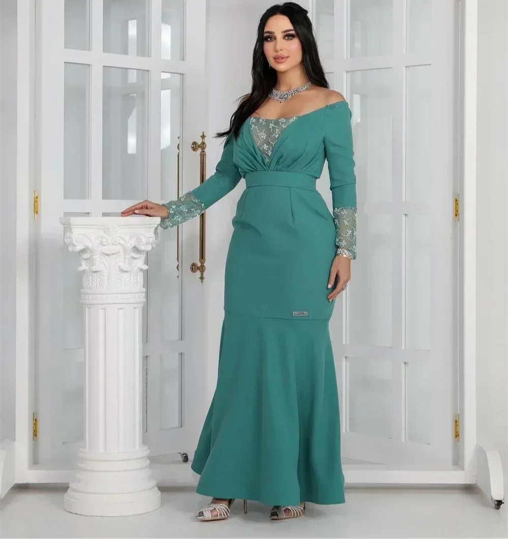 Vestidos de noite de alta qualidade fora do ombro bainha vestido de cocktail celebridade flores lantejoulas dobra cetim vestido de festa de baile personalizado