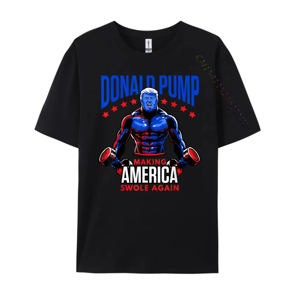 Donald Pump Swole America Trump Weight Lifting Gym Fitness Graphic Shirts Luxury Designer Punk Style