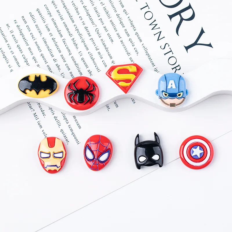 5pcs marvel spiderman superman resin flatback cabochons for diy jewelry making cartoon handmade crafts materials