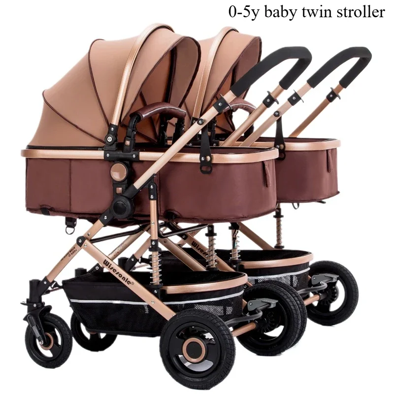 High Landscape Twin Strollers Two-way seat and lie down Lightweight folding rubber wheels Convenient travel