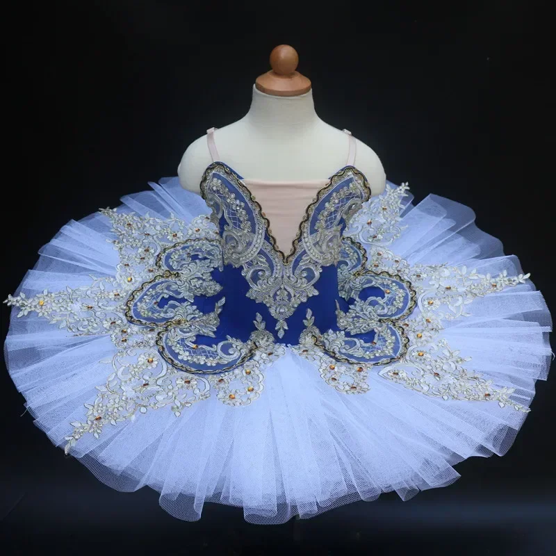 Blue Professional Ballet Tutu Child Kids Girls Adulto Swan Lake Dress Women Pancake Tutu Ballerina Dance Costumes Party