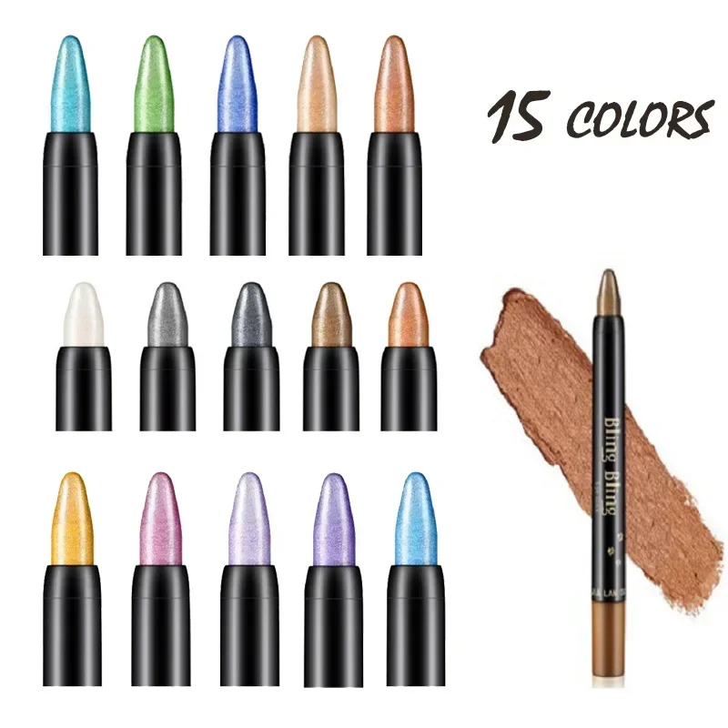 15 Kleuren Parelmoer Oogschaduw Potlood Waterdicht Langdurige Glitter Glinstert Oogschaduw Pen Eyeliner Stok Ogen Make-Up Tools