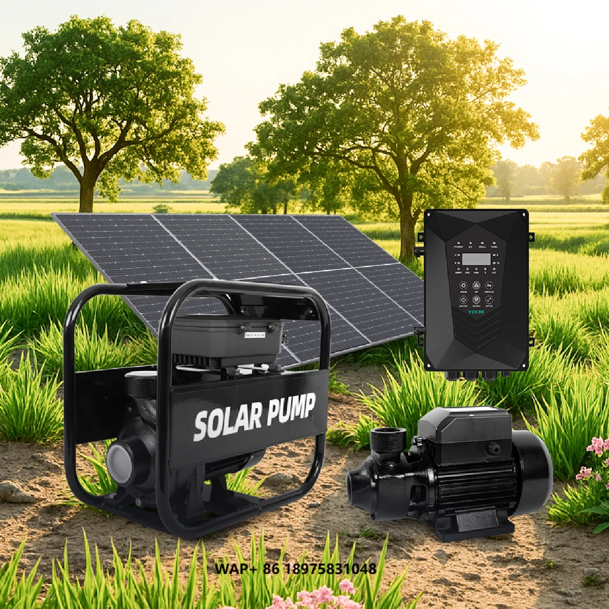 

VEICHI AC DC Hybrid High Lift Ground Solar Centrifugal Surface Pump Kit Large Flow Solar Water Pump for Agriculture Irrigation