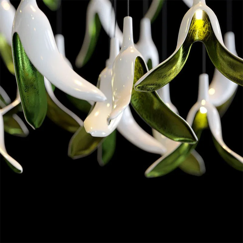 Nordic White Spiral Large Chandelier, Project Custom Metal Dimmable Light, Lustre Pendant Lamp for Hotel Villa Staircase