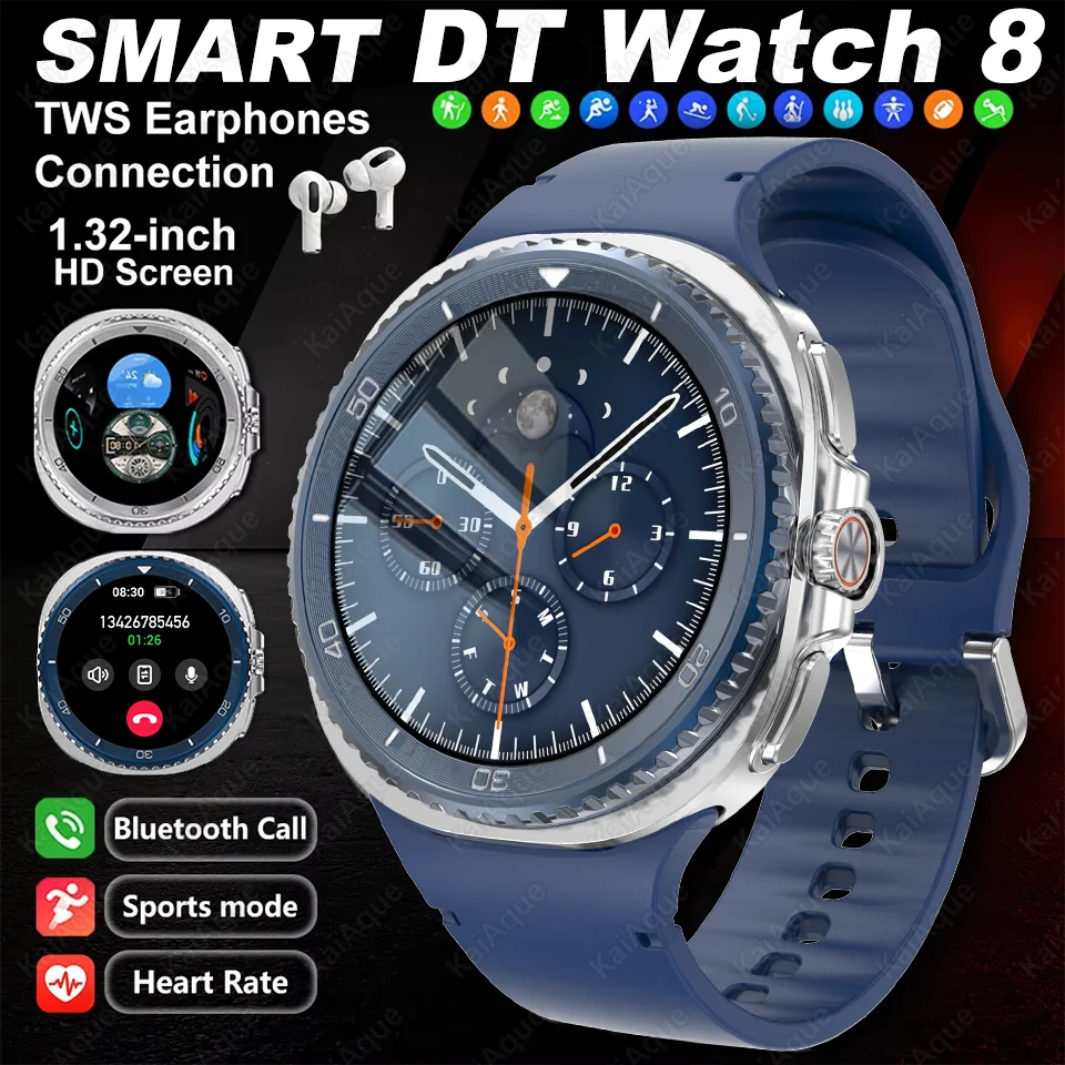 

Новые умные часы DT Watch 8 Ultra AMOLED Мониторинг здоровья Bluetooth Вызов IP68 Водонепроницаемые HD Смарт-часы IOS Android Edition 2025