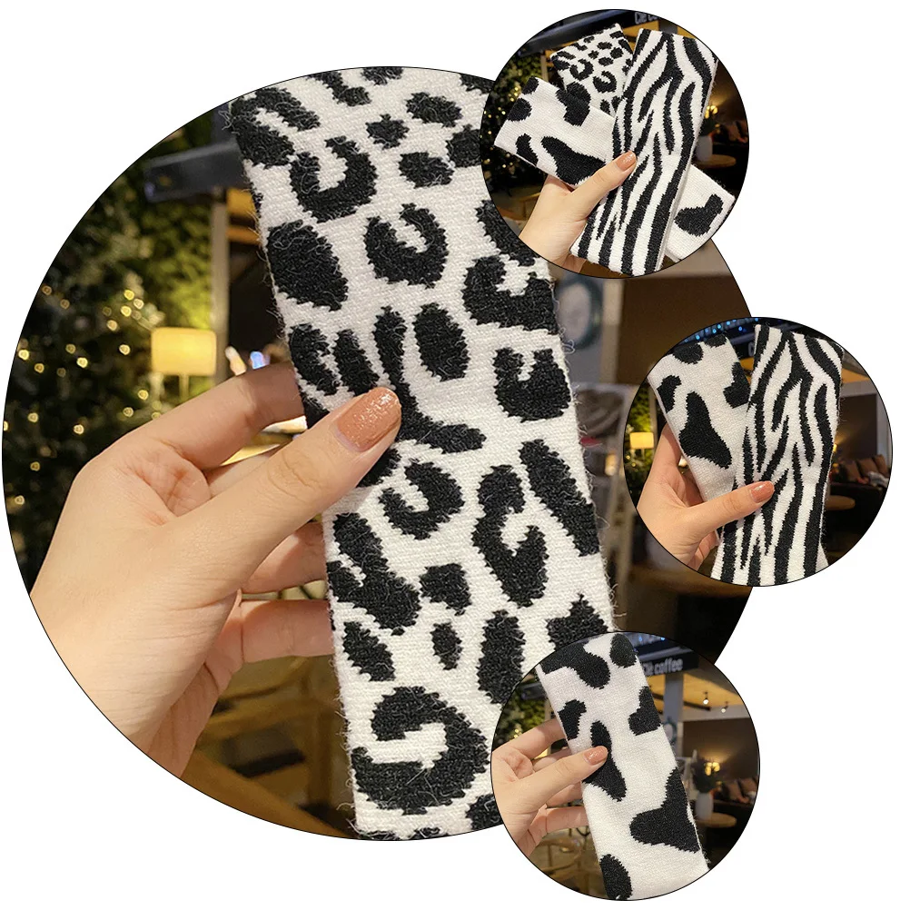 

1Set Black White Cow Pattern Knitted Hairbands Stretch Lightweight Hair Bands Makeup Sports Face Wash Daily Hair Bands