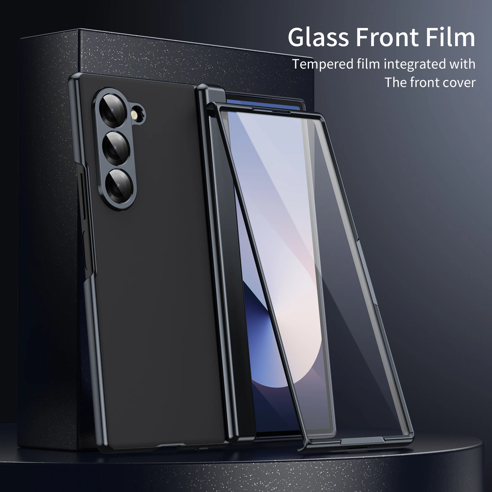 

For Samsung Galaxy Z Fold 6 5 4 3 Plating Hinge Phone Case For Galaxy Z Fold 6 5 Outer Screen Glass Matte Shockproof Back Cover