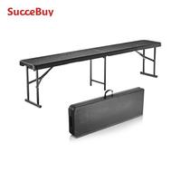 SucceBuy Plastic Folding Bench  6 FT Portable Folding Bench with Carrying Handle  for Garden Soccer Entertaining Activity  Black
