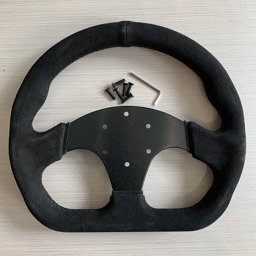 TOYPEOR 13inch D Shape Universal Suede Racing Steering Wheel for Simracing Game and Car Modification