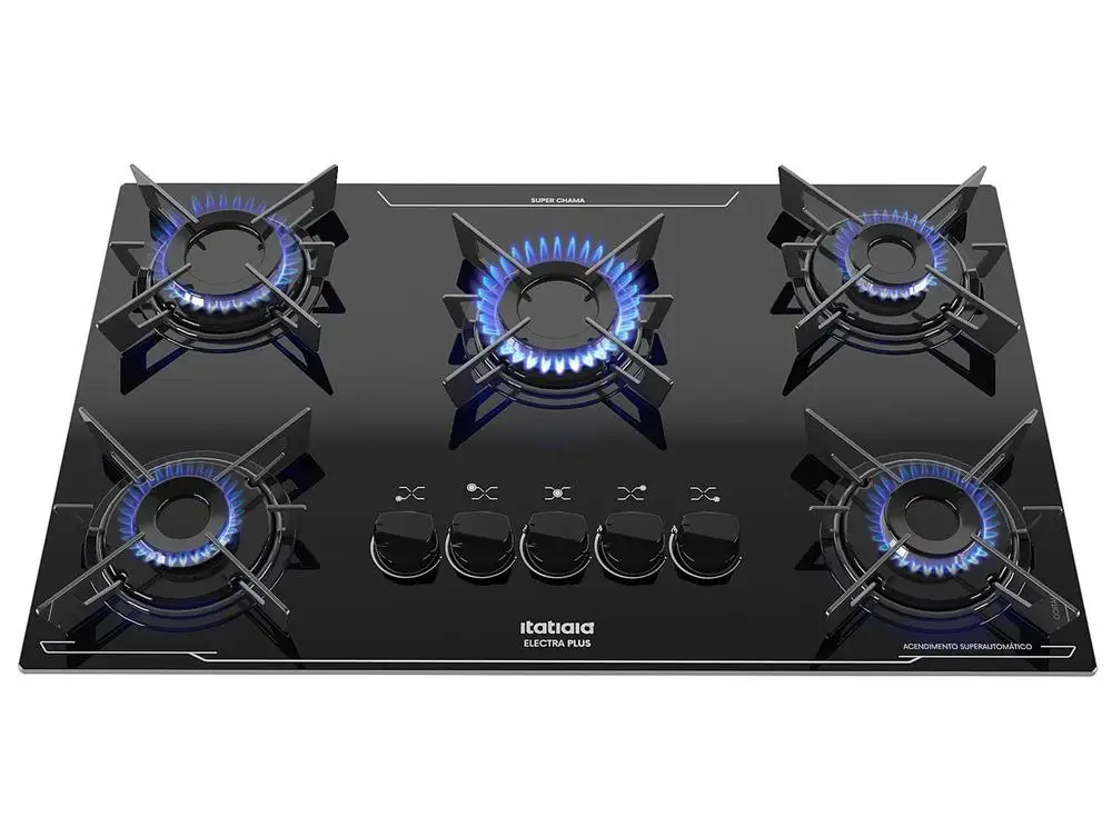 Cooktop 5 Bocas a Gás GLP Itatiaia Preto Electra Plus - Bivolt
