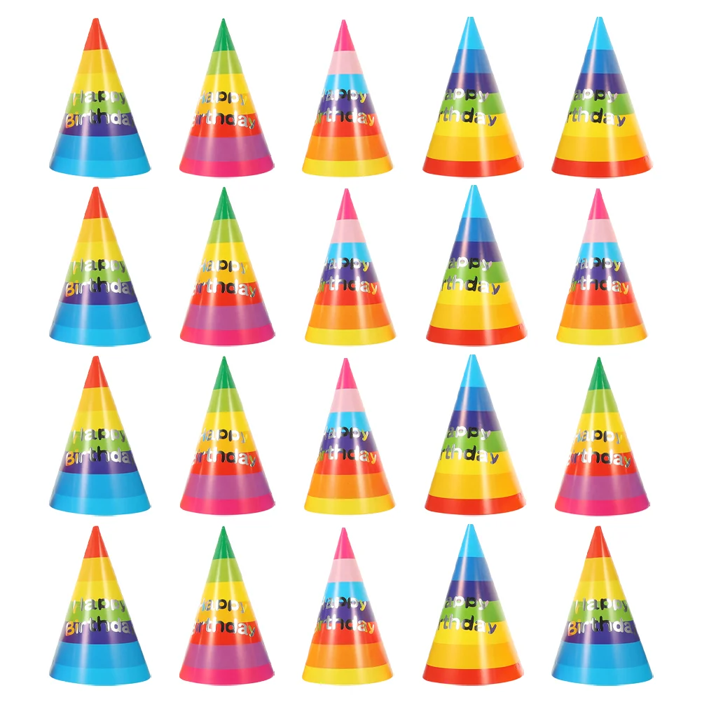 20 Pcs Rainbow Birthday Hat Celebration Party Hats Prop Decorative Small Headwear