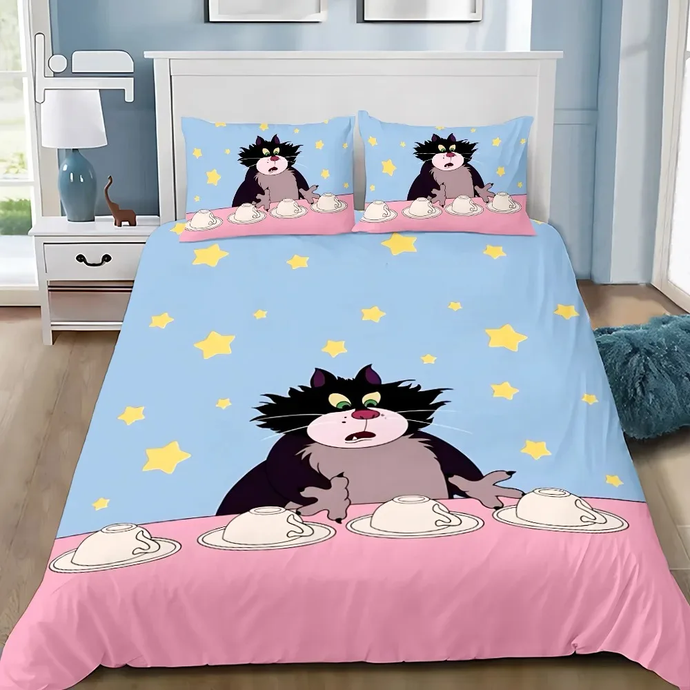 

Пододеяльник, наволочка, комплект постельного белья, милый Люцифер, кот, украшение для спальни для взрослых, мальчиков и девочек, детский подарок, одинарный, двойной, большой размер