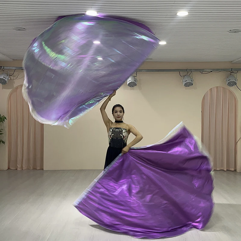 

Double Layer Christian Dance Praise Flags With Sticks Belly Dance Accessories Semi-circular Flags Stage Performance Costume