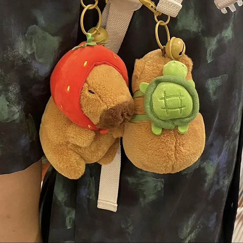 Plush Capybara Keychain Cute Simulation Capibara Anime Fluffty Pendant Stuffed Animals Doll Key Chain Gift Kid Toys