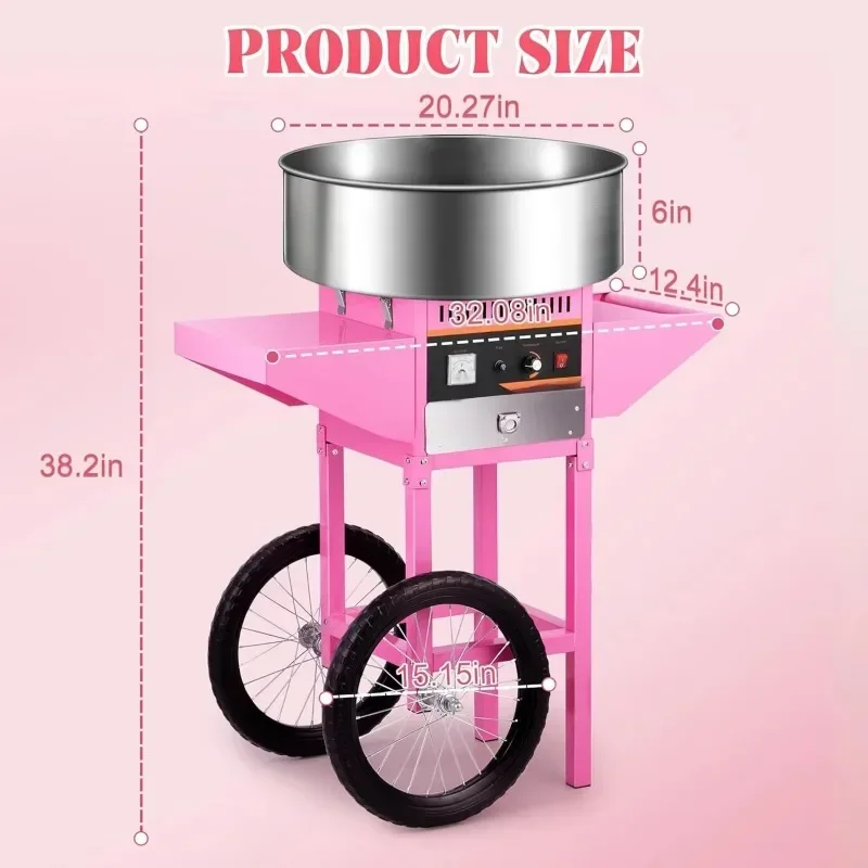 Commercial 1000W Electric Marshmallow Stainless Steel Bowl Sugar Spoon Family Party Children's Birthday Storage Drawer