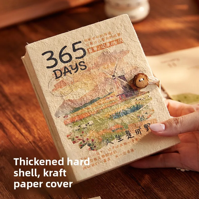 retro-style-travel-diary-stamp-book-tearable-pages-graffiti-calendar-365-days-2027-yearly-planner-vintage-theme-notebook