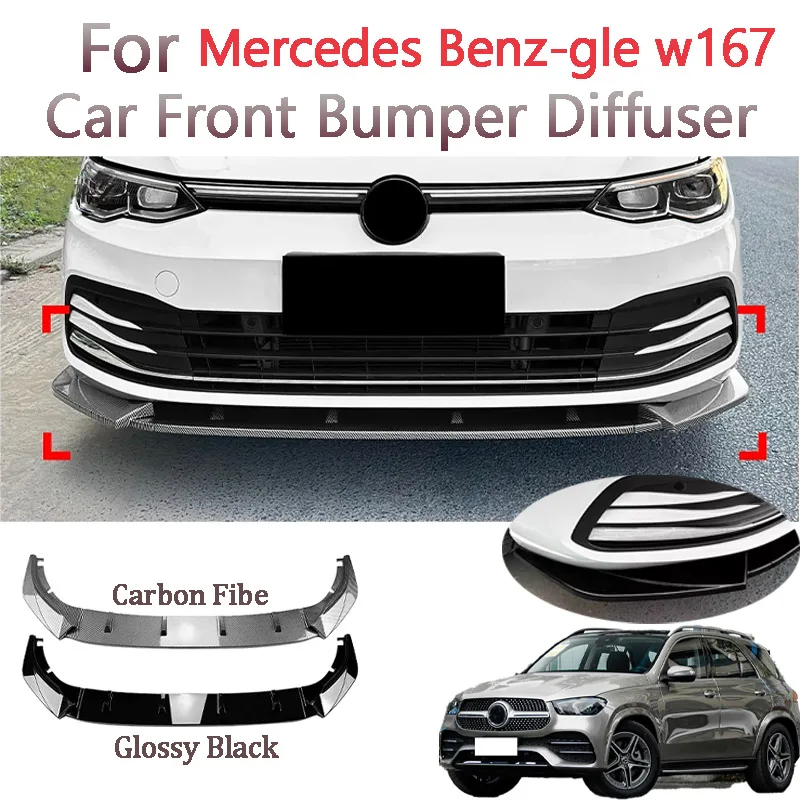 

New Car Gloss Black Front Bumper Lip Chin Spoiler Splitter Body Kit For Mercedes Benz-gle w167 2020-2024 Car Accessories 1set