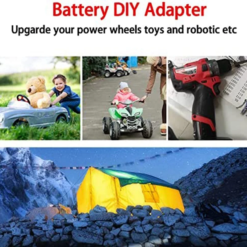 2 Packs Power Wheel Battery Adapter Compatible With MK 18V Lithium Battery With 14 Gauge Wire For DIY Ride On Truck