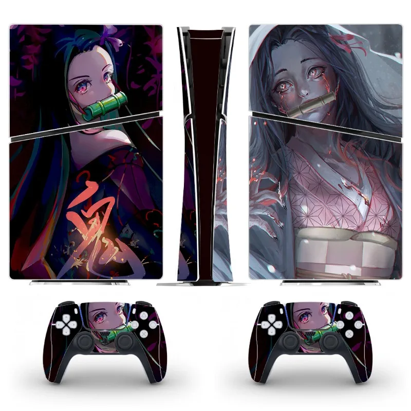 Demon Slayer Cartoon Peripherals PS5 Disc Skin Sticker Decal Cover for Console Controller PS5 Standard Disk Skin Sticker Vinyl