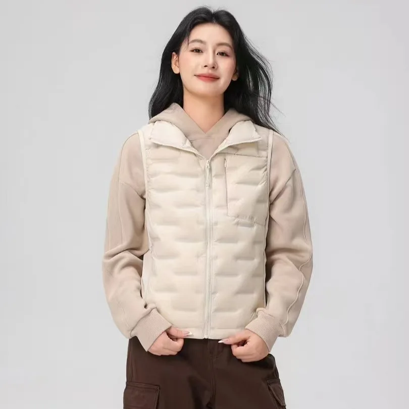 Zimowa Nowa Damska Kamizelka Bez Rękawów z Wypełnieniem ze 90% Białego Puchu Kaczego, Ultralekka, Ciepła Kamizelka dla Kobiet