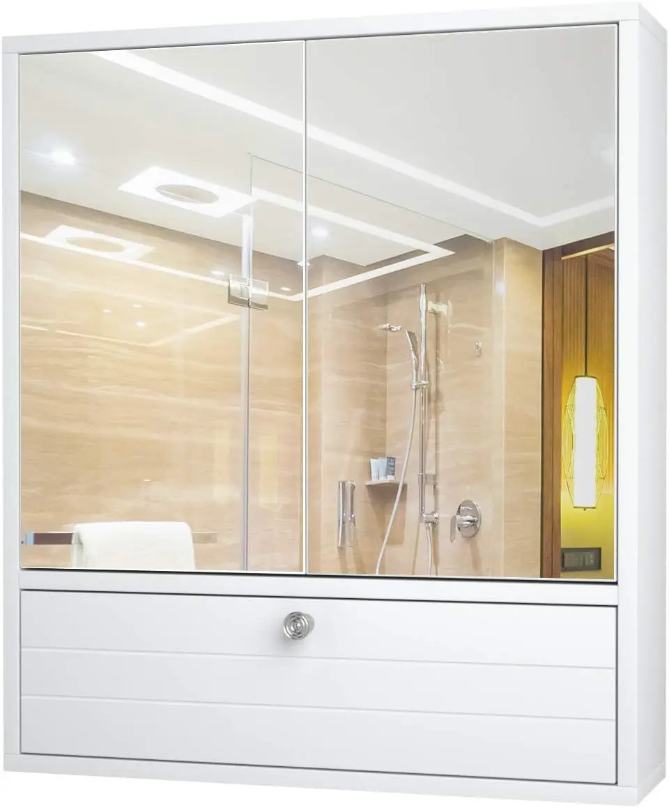 

Cabinet, Wall Mounted Medicine Cabinet with Mirror Doors & Adjustable , Mirrored Bathroom Cabinet, Bathroom Wall Cabinet, 2