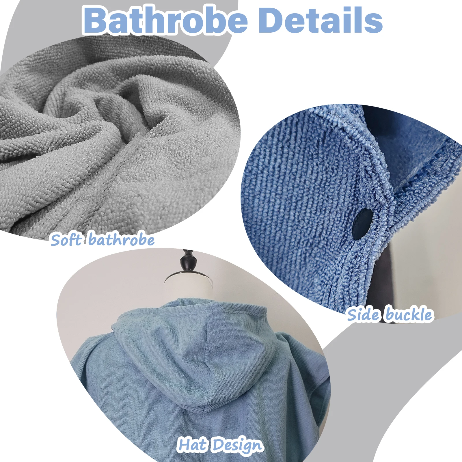 Adult Plush Terry Changing Poncho, Hooded Color‑Block Robe with Side Snap & Front Pocket, Absorbent Cover‑Up for Surfing Swimmin