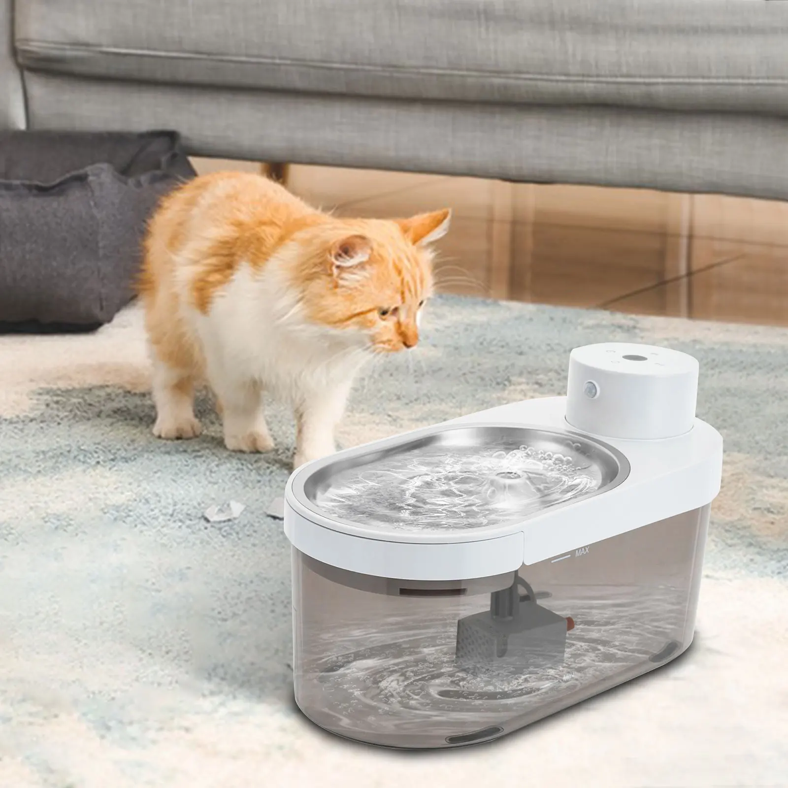 

Cat Water Fountain, Wireless Pump Cat Fountain, Pet Water Fountain for Cats Indoor Stainless Steel, Cat Water Dispenser