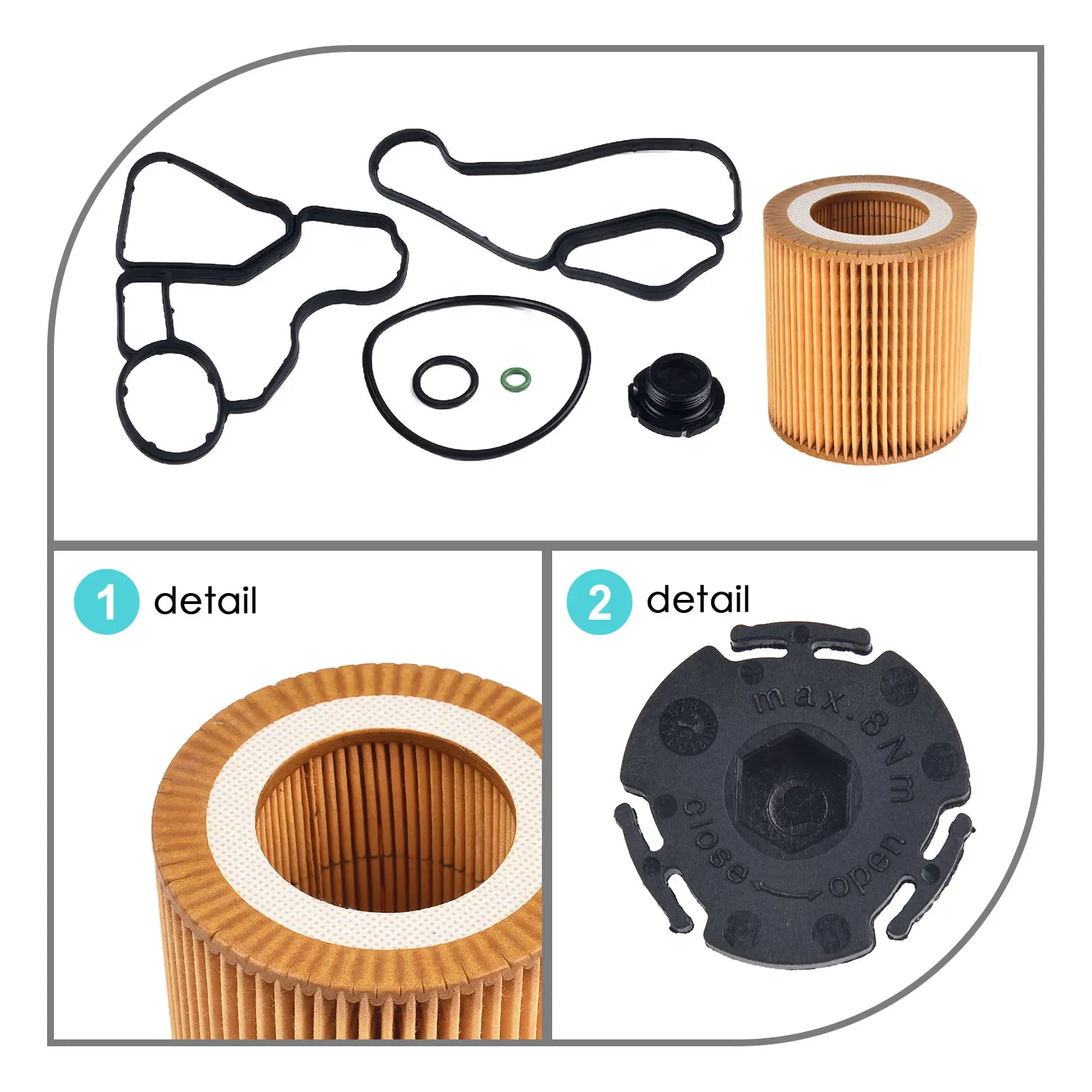 Engine Oil Filter 11428637820 1142863782120 Cooler Seal Set For BMW X1 X3 N26 N52 N54 N56 Housing Gasket Replacement