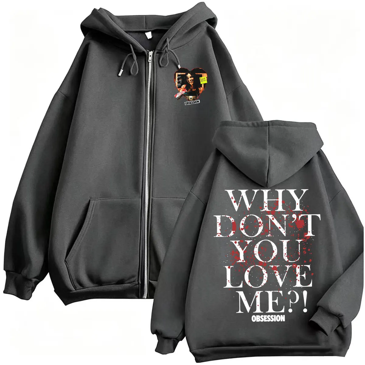 Obsession Horror Why You Don't Love Me Zip Up Hoodies One Wish Willow Sweatshirts Jacke Herren Damen Gothic Thriller Zipper Hoodie – Detail 4