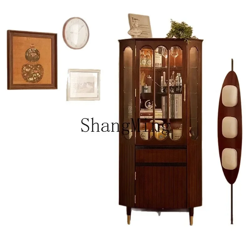 

ZYY medieval solid wood corner locker household living room corner storage cabinet integrated against the wall