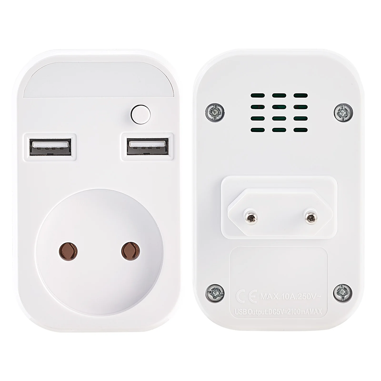 USB Wall outlet EU plug adapter with 2 socket 2 USB Port Night Light And Switch 5V 2A USB extension socket Z4-02