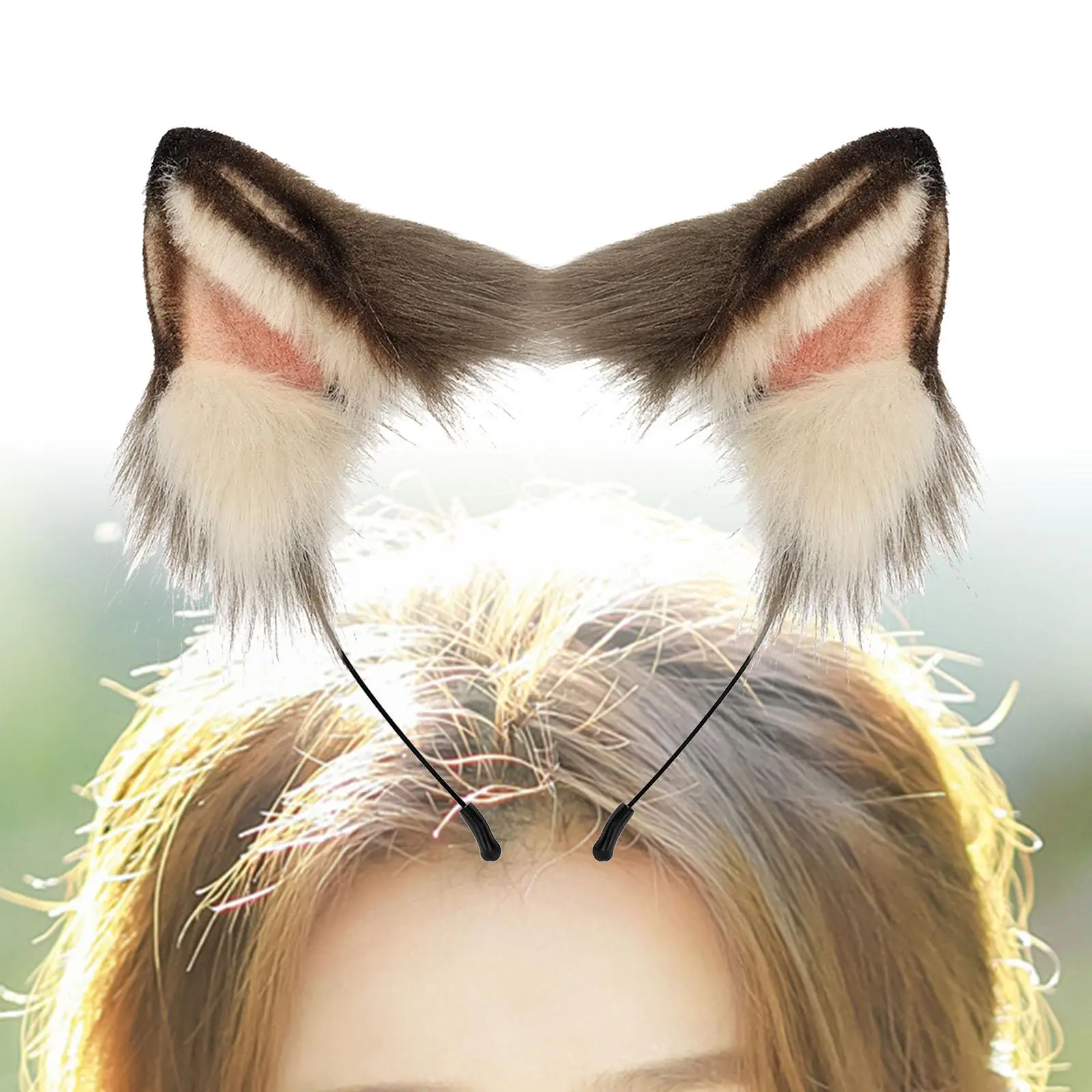 Plush Wolf Ears Hair Clip Animal Ears for Women Girls Headdress Hair Hoop for Prom Halloween Role Play Party Costume Accessories