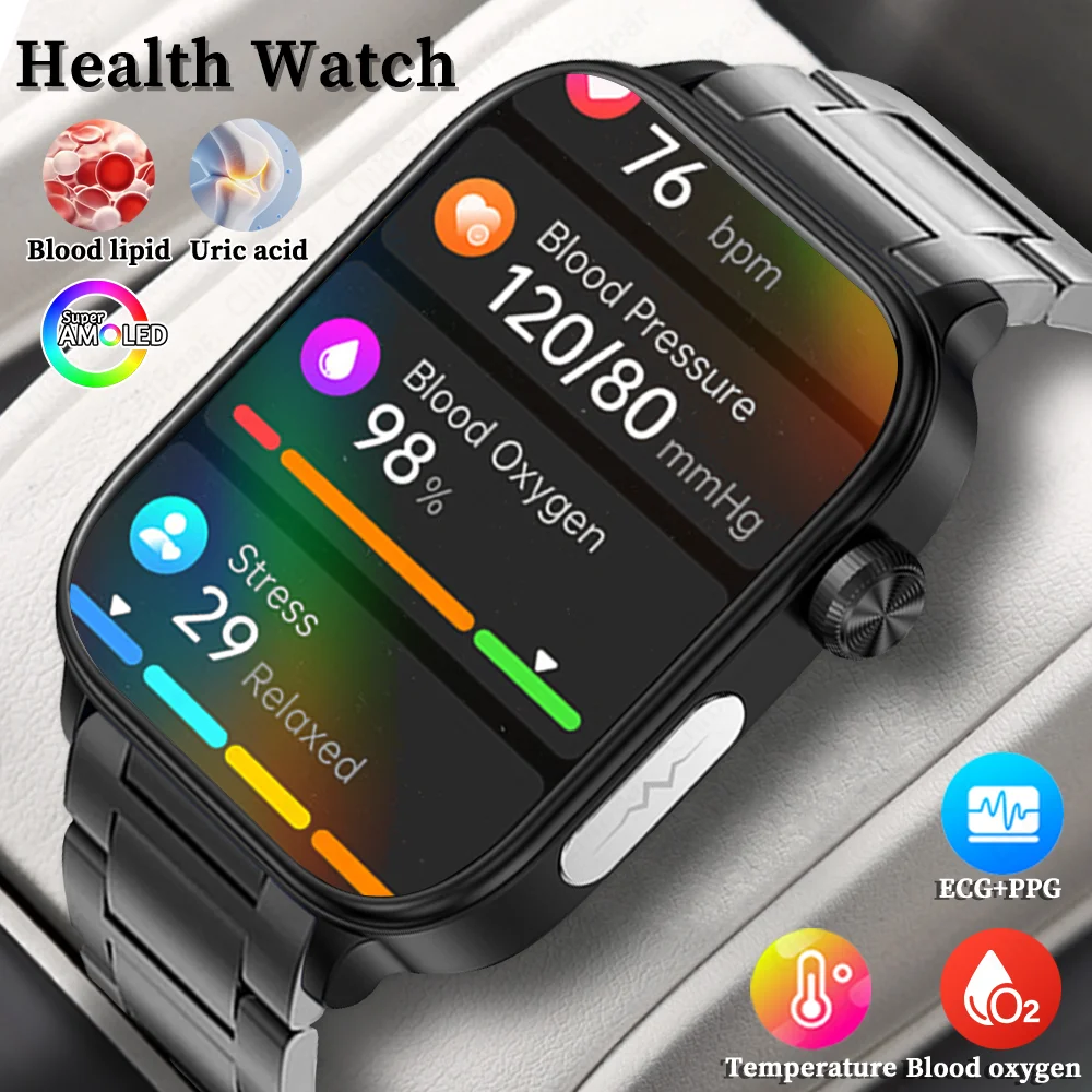 

2025 Health Smart Watch HD Screen health conditioning Blood oxygen Pressure Uric Acid Blood lipid ECG Smartwatch for Man Women