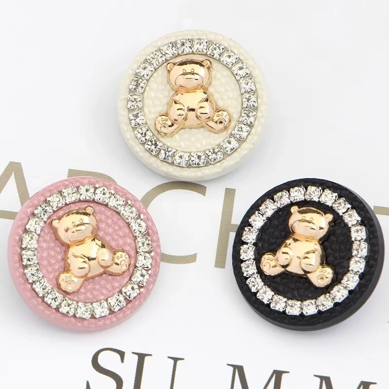 10Pcs Fashion Cute Cartoon Bear Metal Buttons DIY Coats Trench Coat Suit Buttons Clothing Accessories